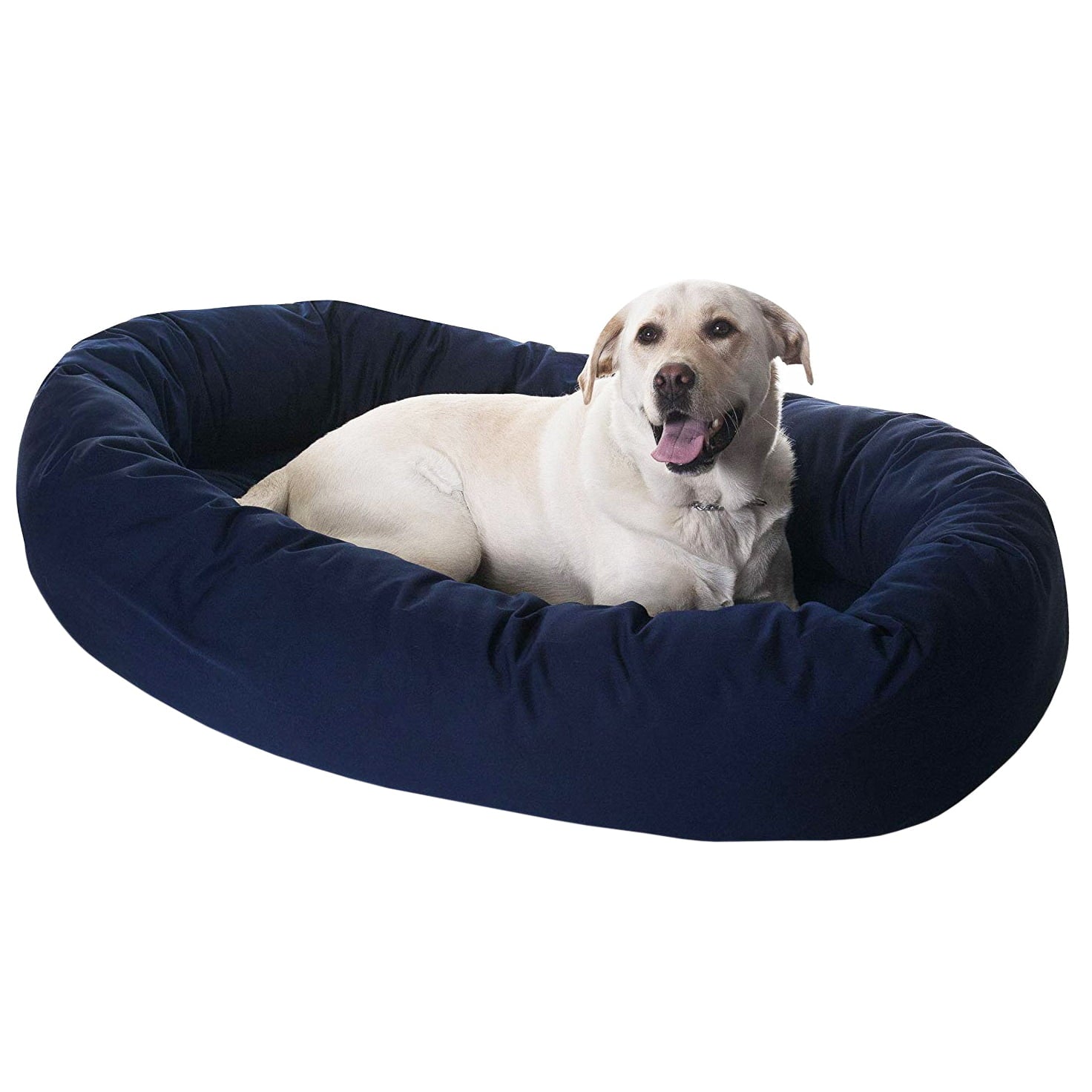Majestic Pet | Poly/Cotton Bagel Pet Bed For Dogs， Blue， Extra Large