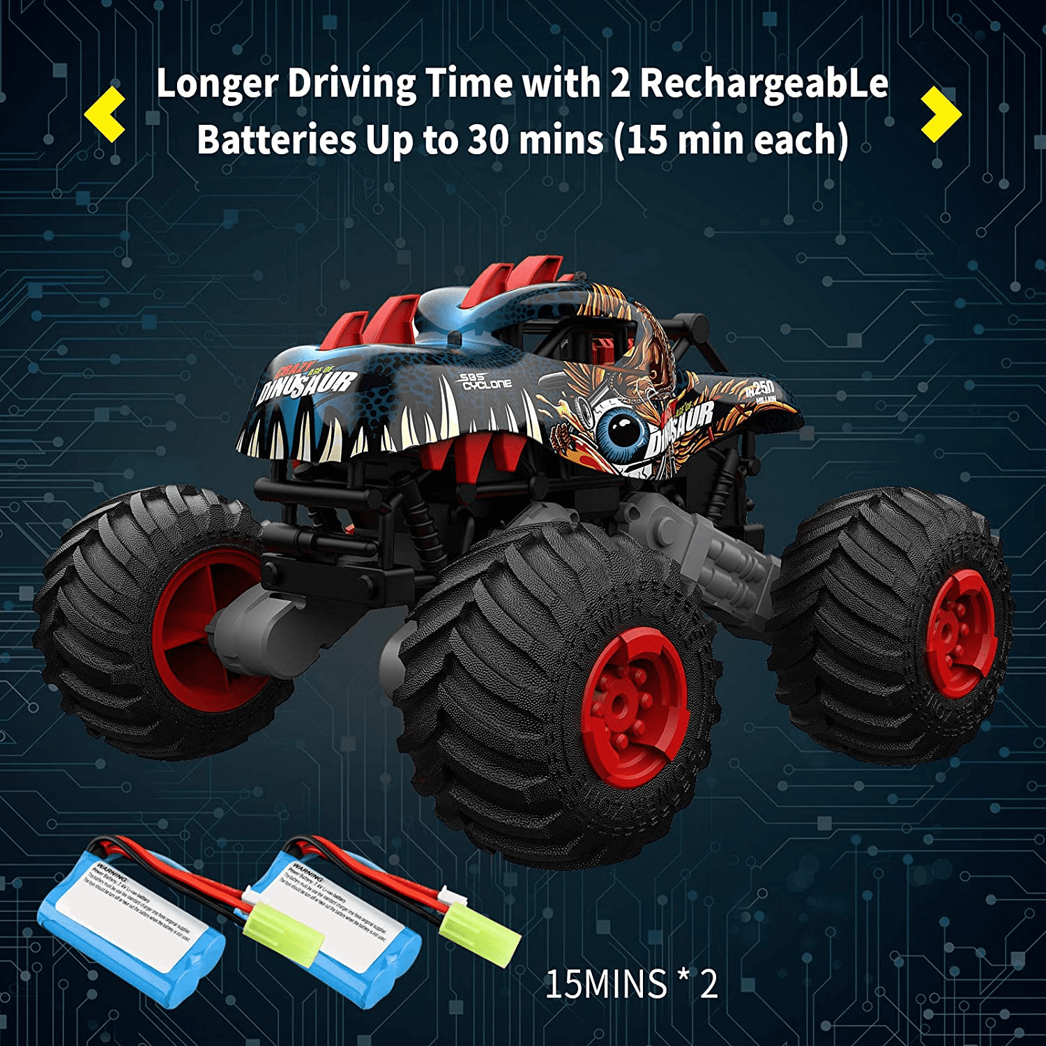 Remote Control Monster Truck Toys for Boys 3-6 Years RC Dinosaur Cars 1:16 Off Road 20+MPH 4WD Car Birthday Christmas Gifts