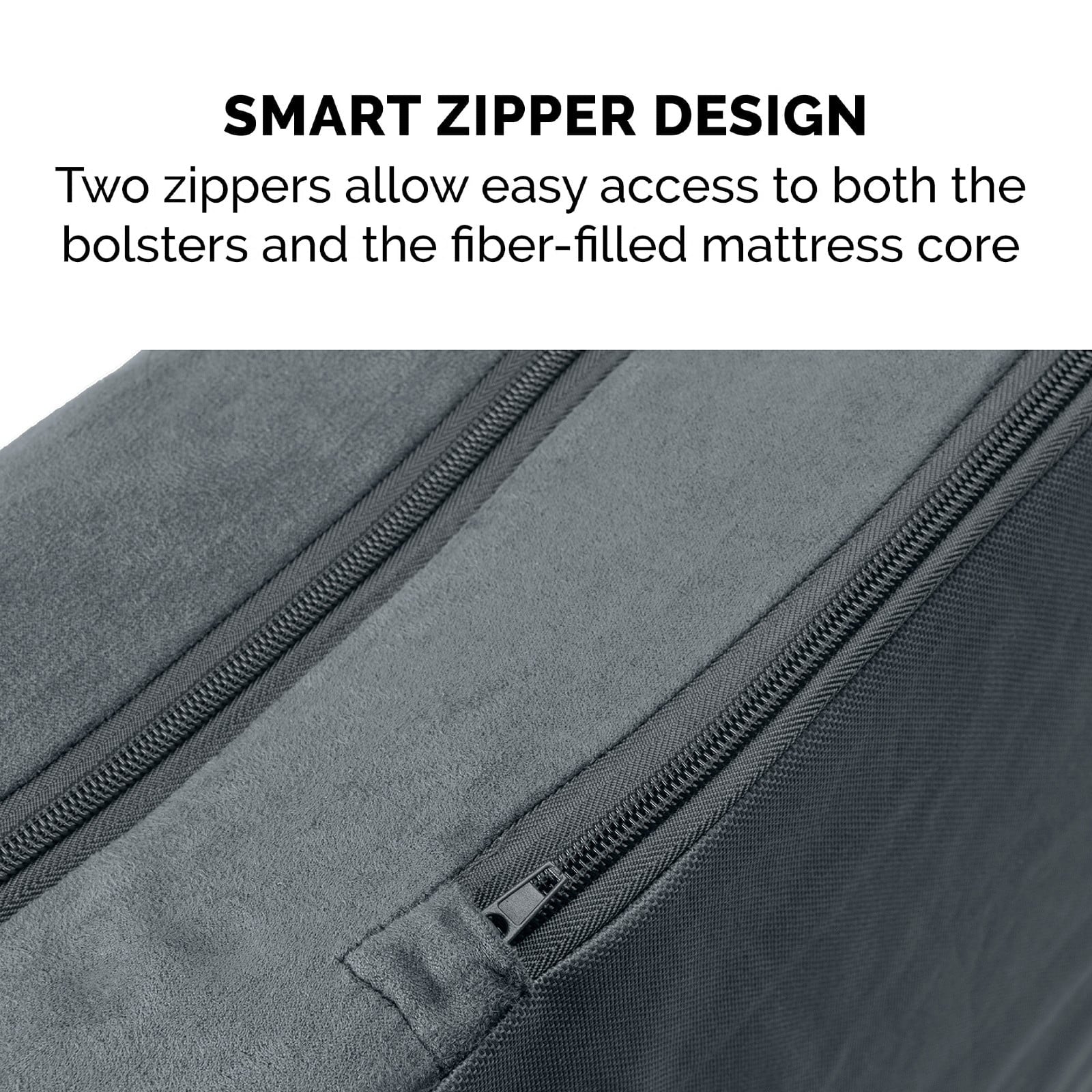 FurHaven Pet Products | Faux Fur and Suede Chaise Lounge Pillow Sofa-Style Pet Bed for Dogs and Cats， Stone Gray， Medium