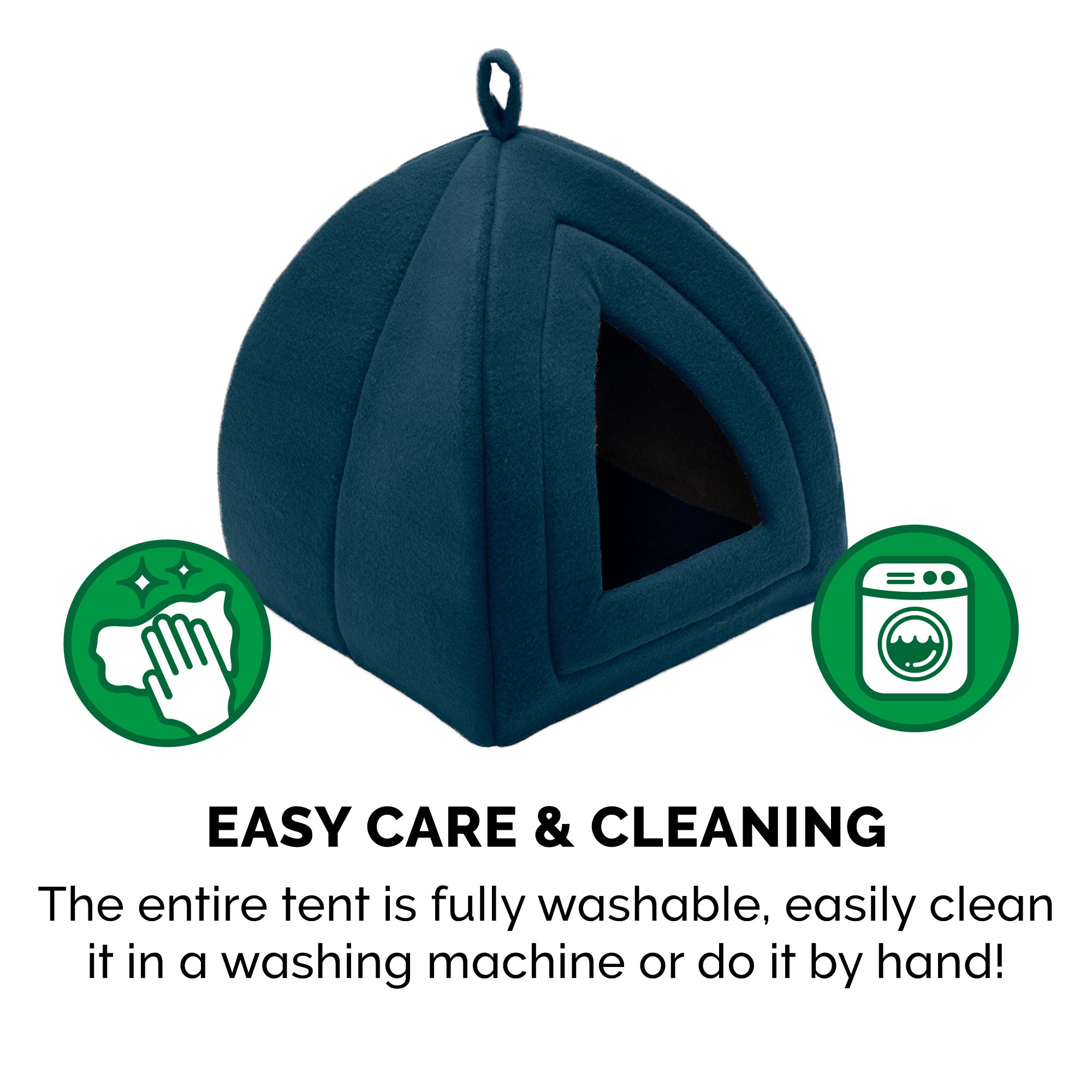 FurHaven Pet Cat Bed | Fleece Hooded Tent House Pet Bed for Cats and Small Dogs， Lagoon Blue