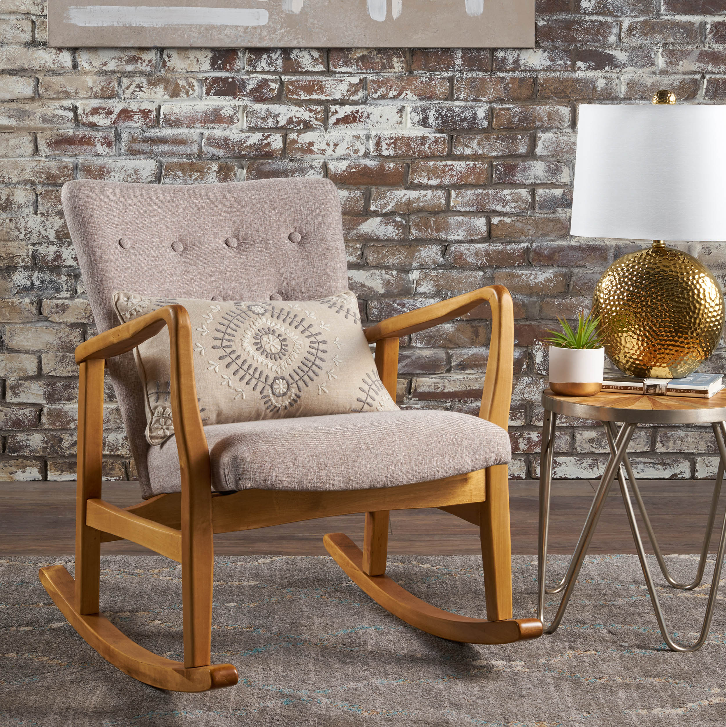 Collin Mid Century Fabric Rocking Chair