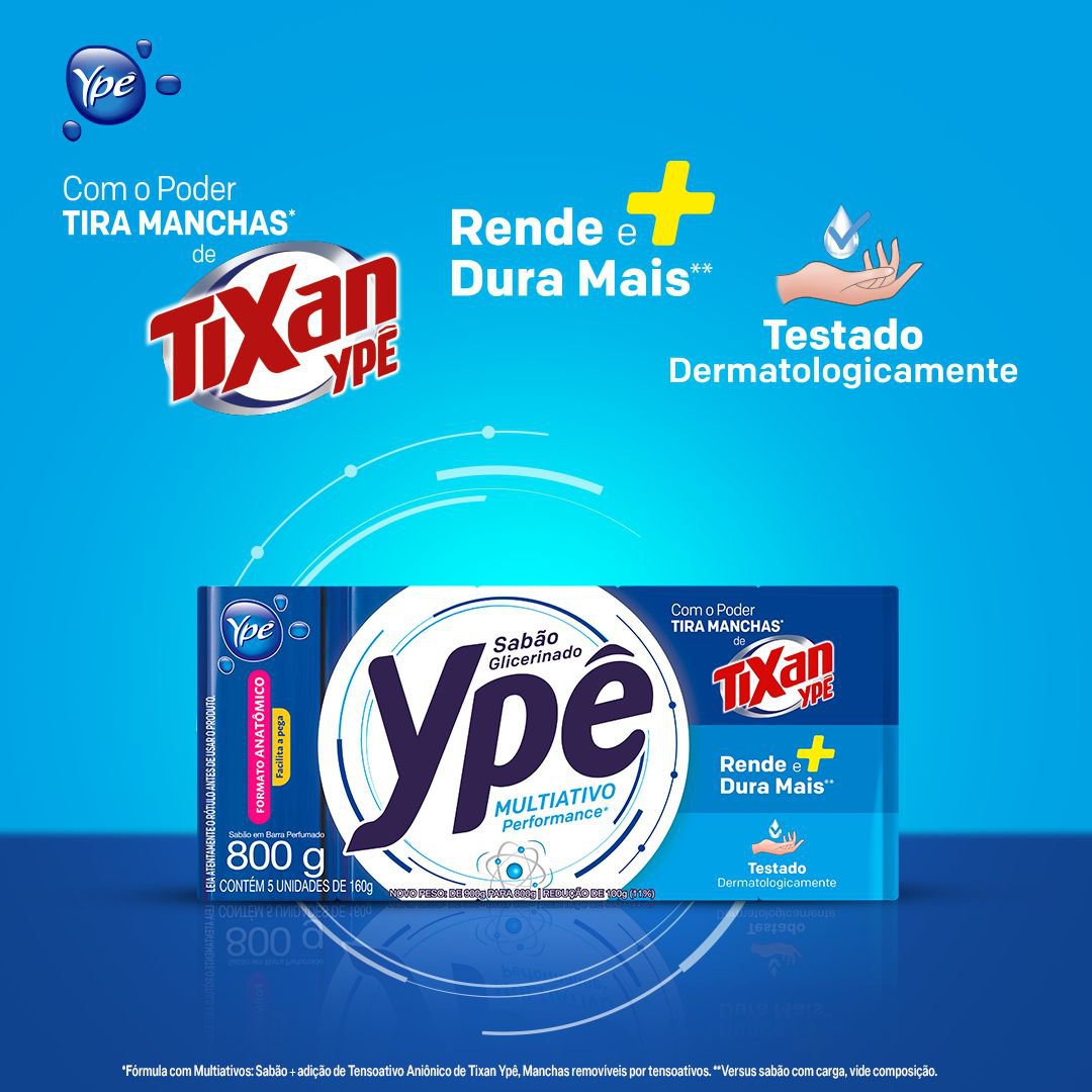 Sabao em Barra Ype Multiativo 800g