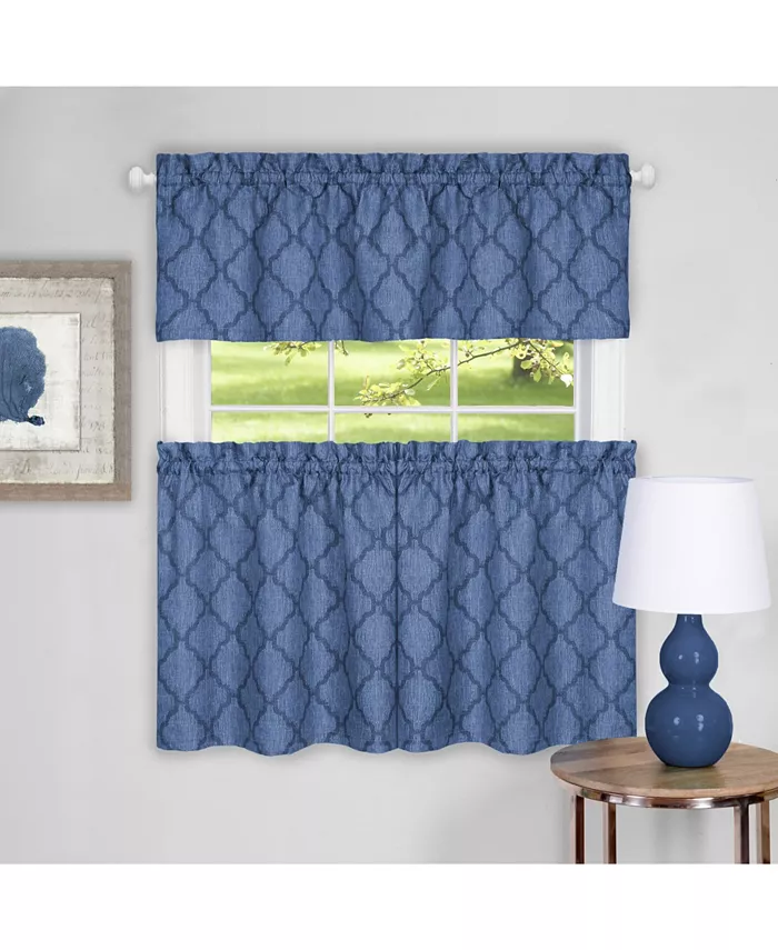 Achim Colby Window Curtain Tier Pair and Valance Set， 58x36