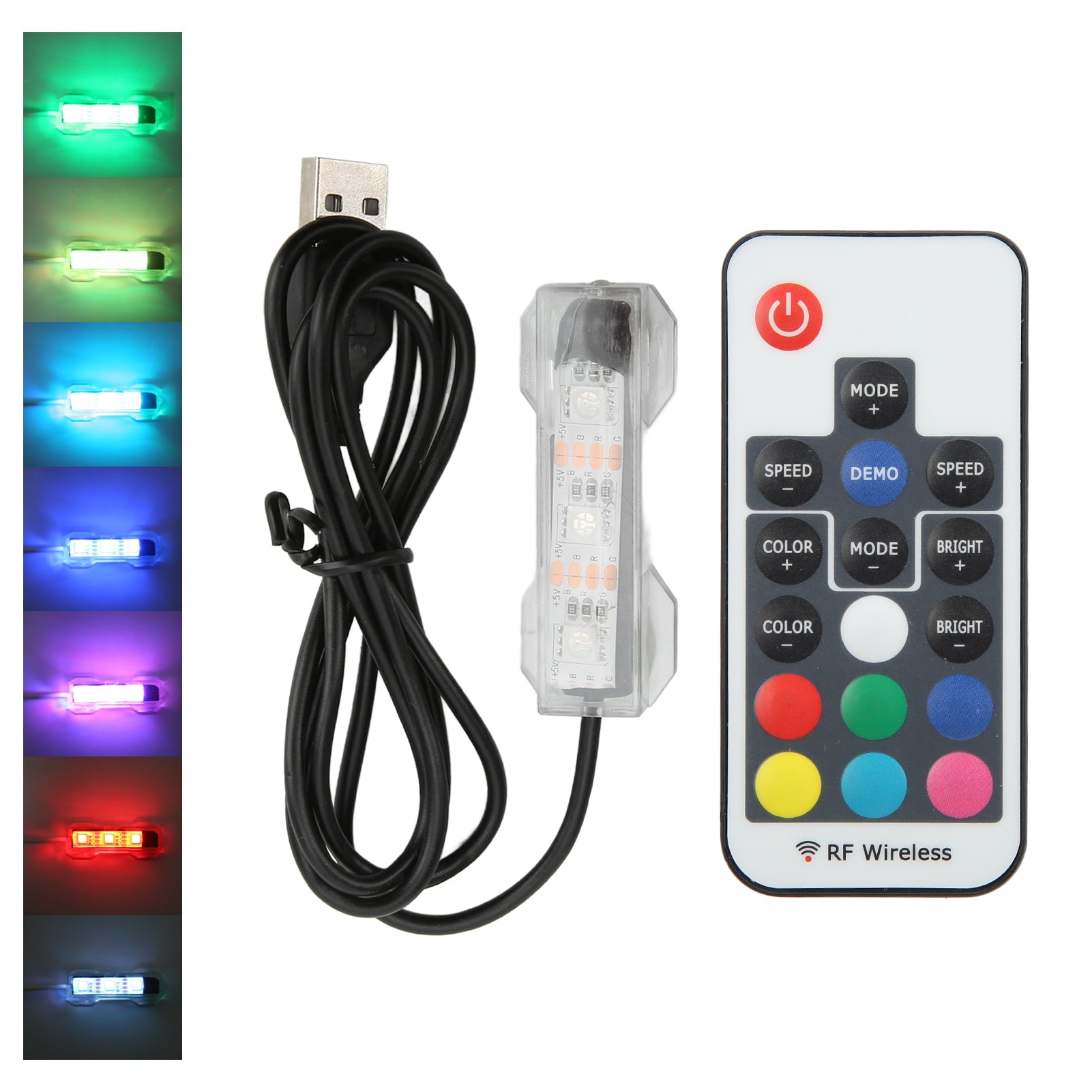 USB Fish Tank Light， LED Aquarium Light Remote Control Colorful  For Medium Fish Tanks For Small Fish Tanks Black Line