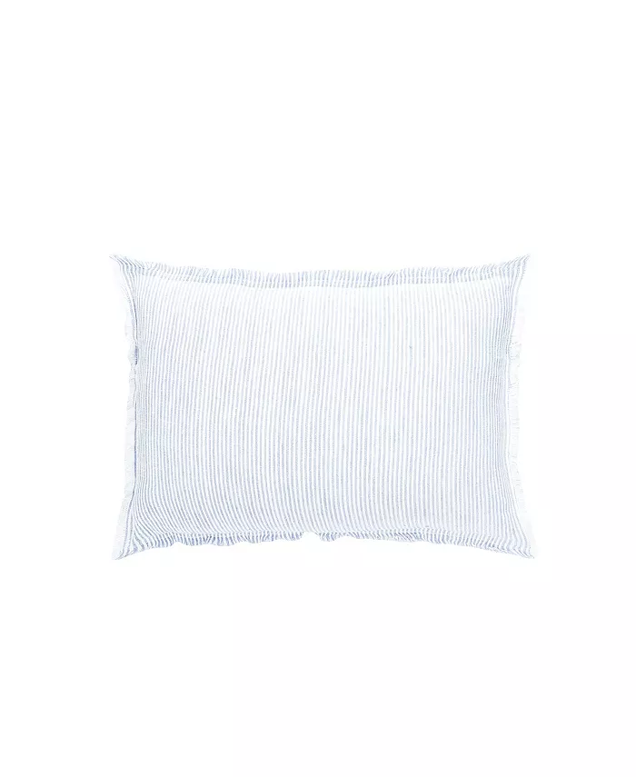 Anaya Home Sky Blue White Striped Linen Down Lumbar Pillow