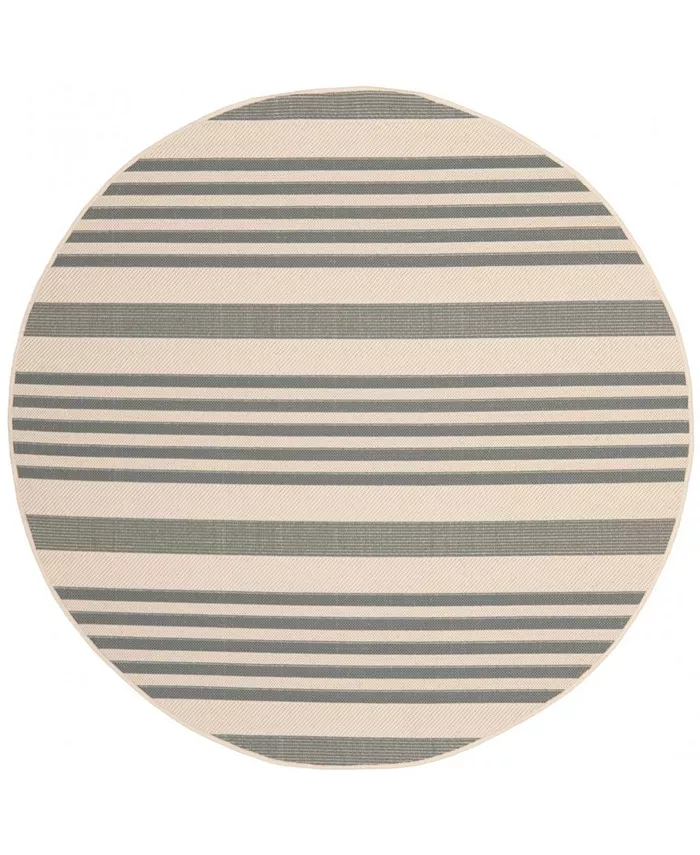 Safavieh Courtyard Gray and Bone 4' x 4' Round Outdoor Area Rug