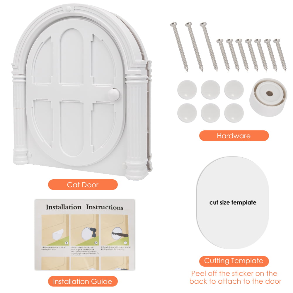 AUTOWT Interior Cat Door - No Noise Lockable Indoor Cat Door for Small Cats Kitties Kittens Puppy- Privacy No Flap Pet Door Blocking Dog and Cat Litter Odors - Easy DIY Setup Suitable for Wooden