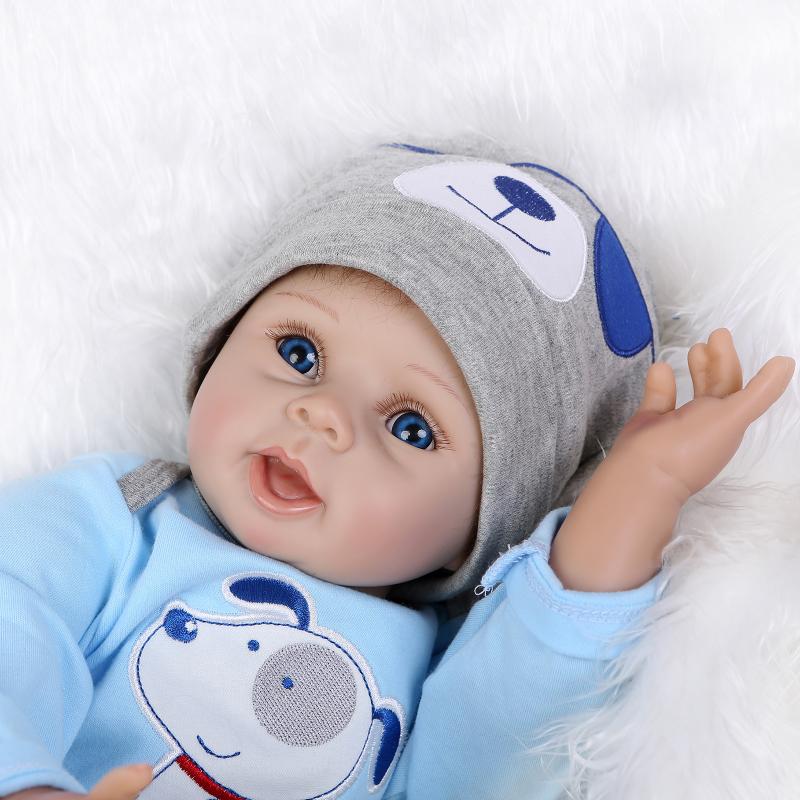 SalonMore 22" Reborn Baby Dolls,Cotton & Silicone Body,Baby Boy Doll for Kids, Blue