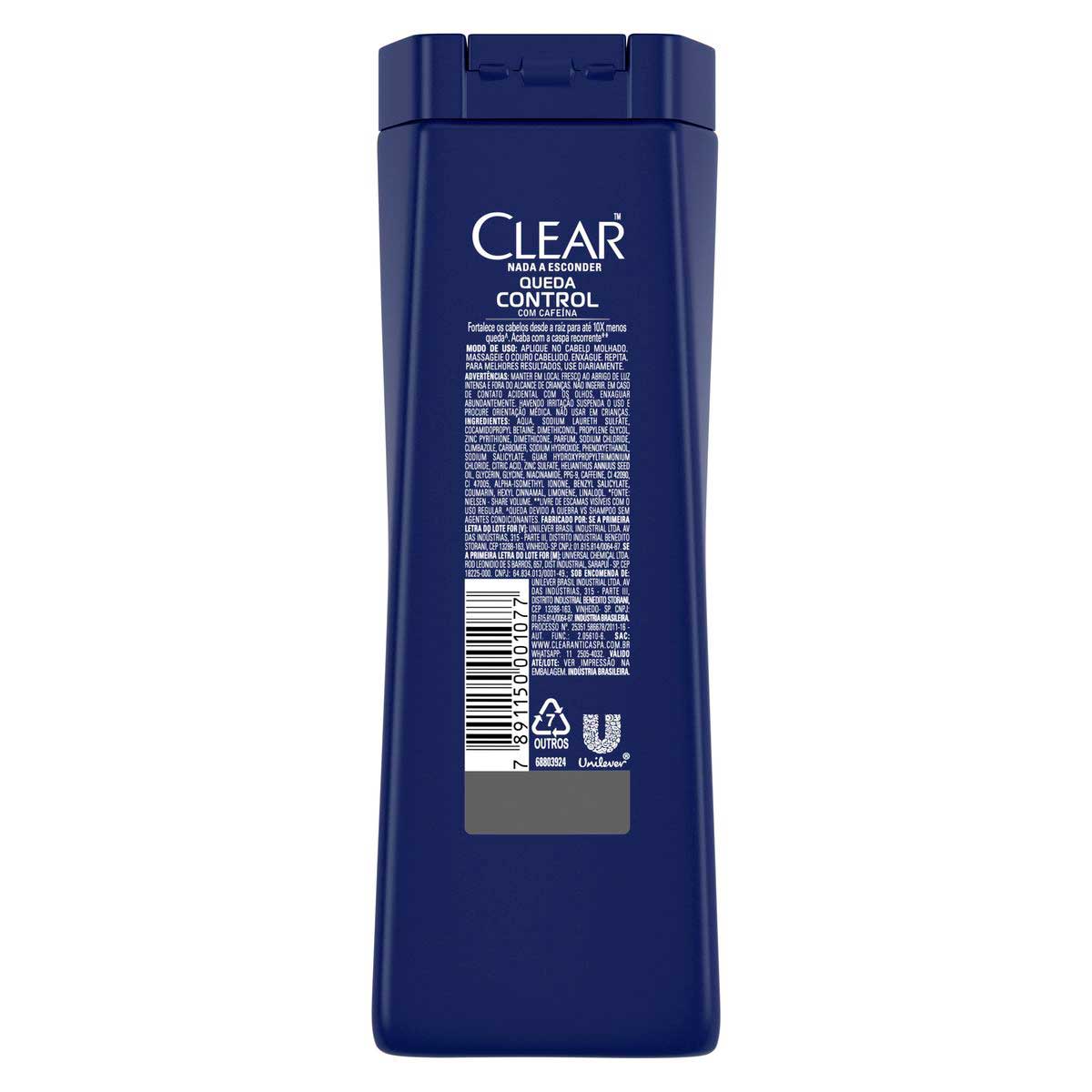 Shampoo Anticaspa Clear Men Queda Control 200 ml