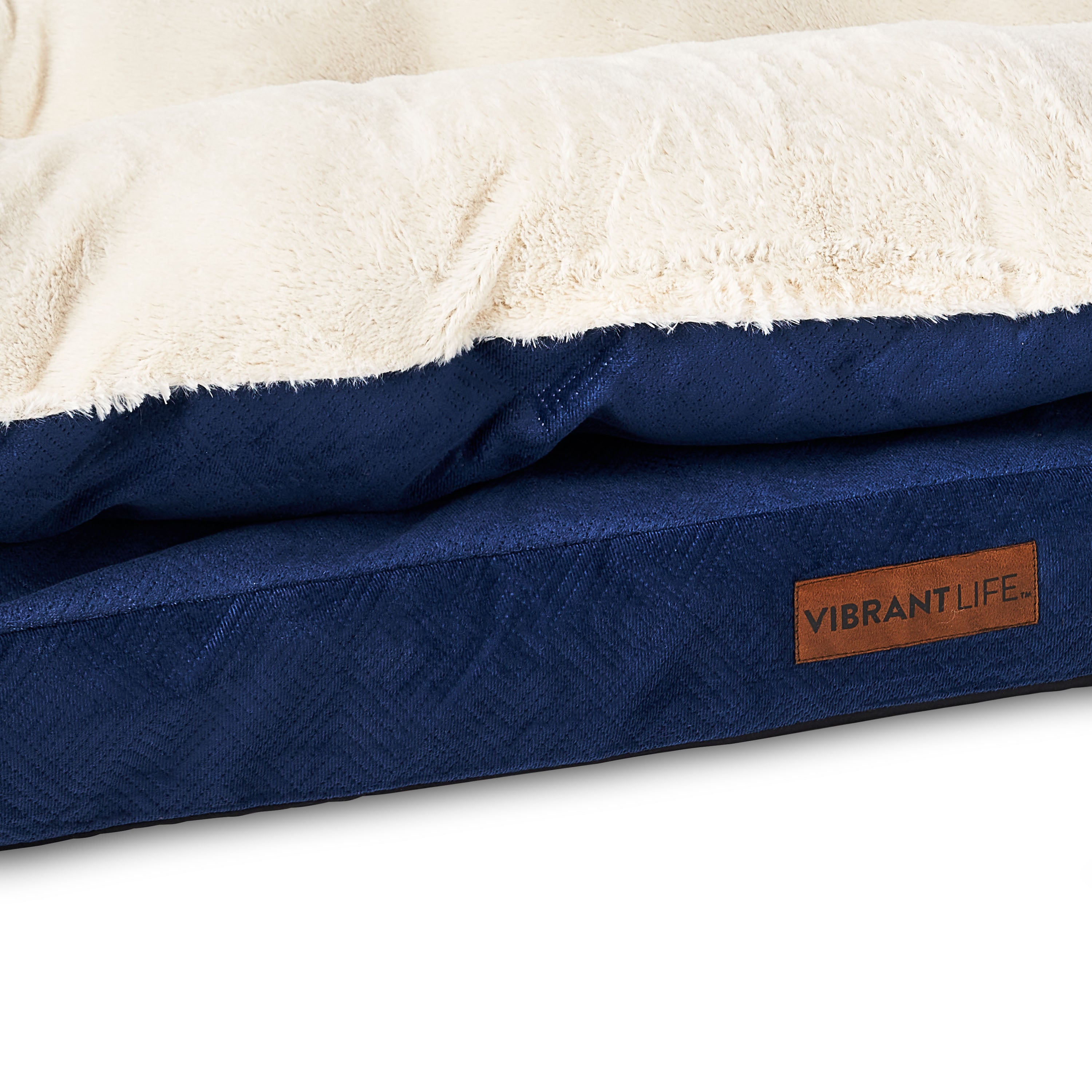 Vibrant Life Extra Large Quilted Orthopedic Pillow Top Dog Bed， Navy