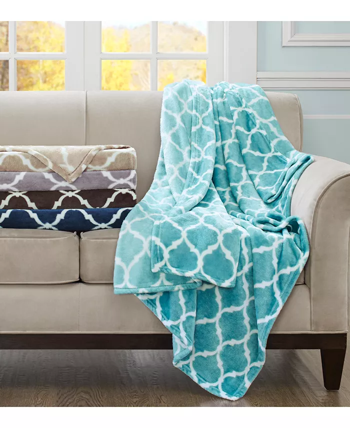 Madison Park Geometric Plush Throw， 60