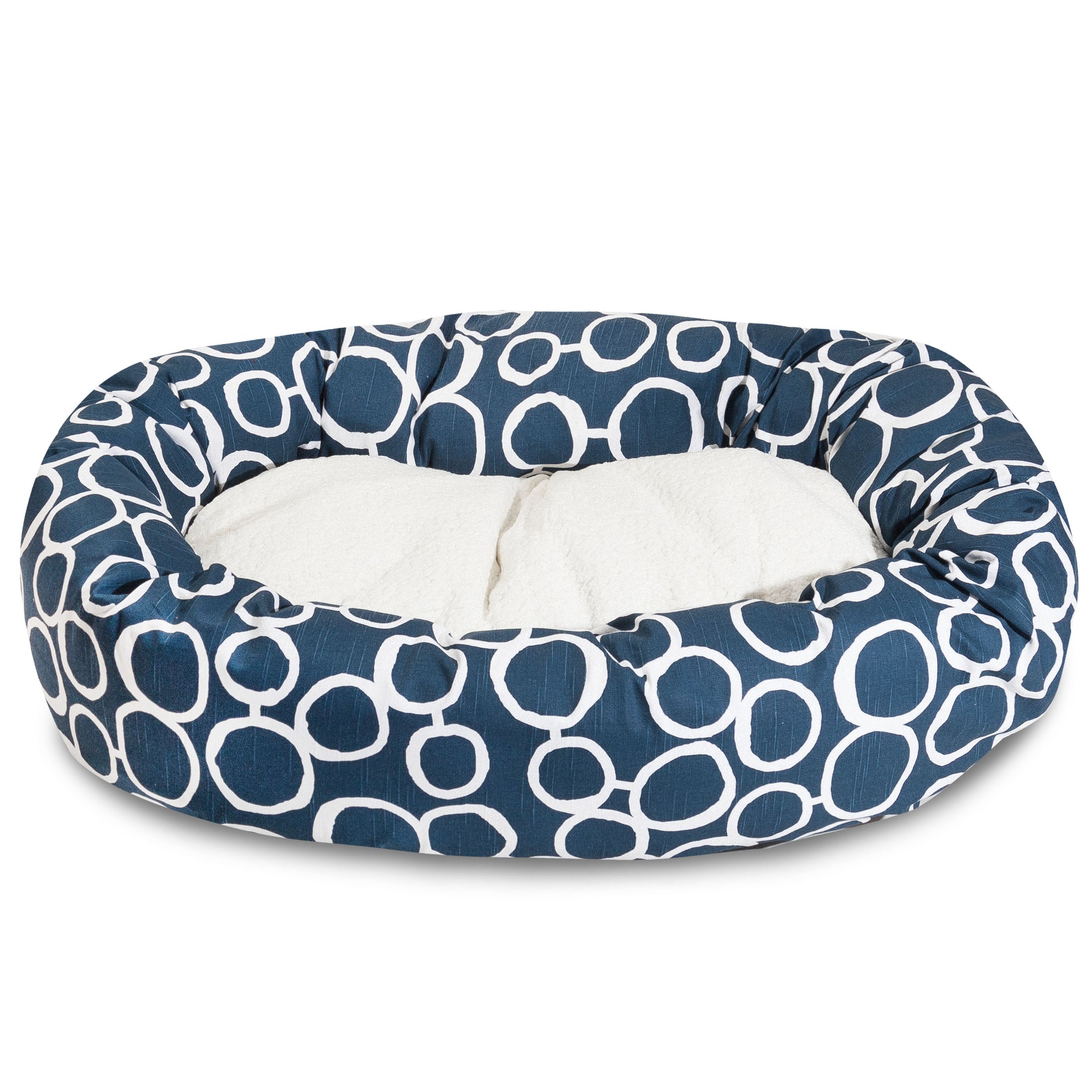 Majestic Pet | Fusion Sherpa Bagel Pet Bed For Dogs， Navy， Extra Large