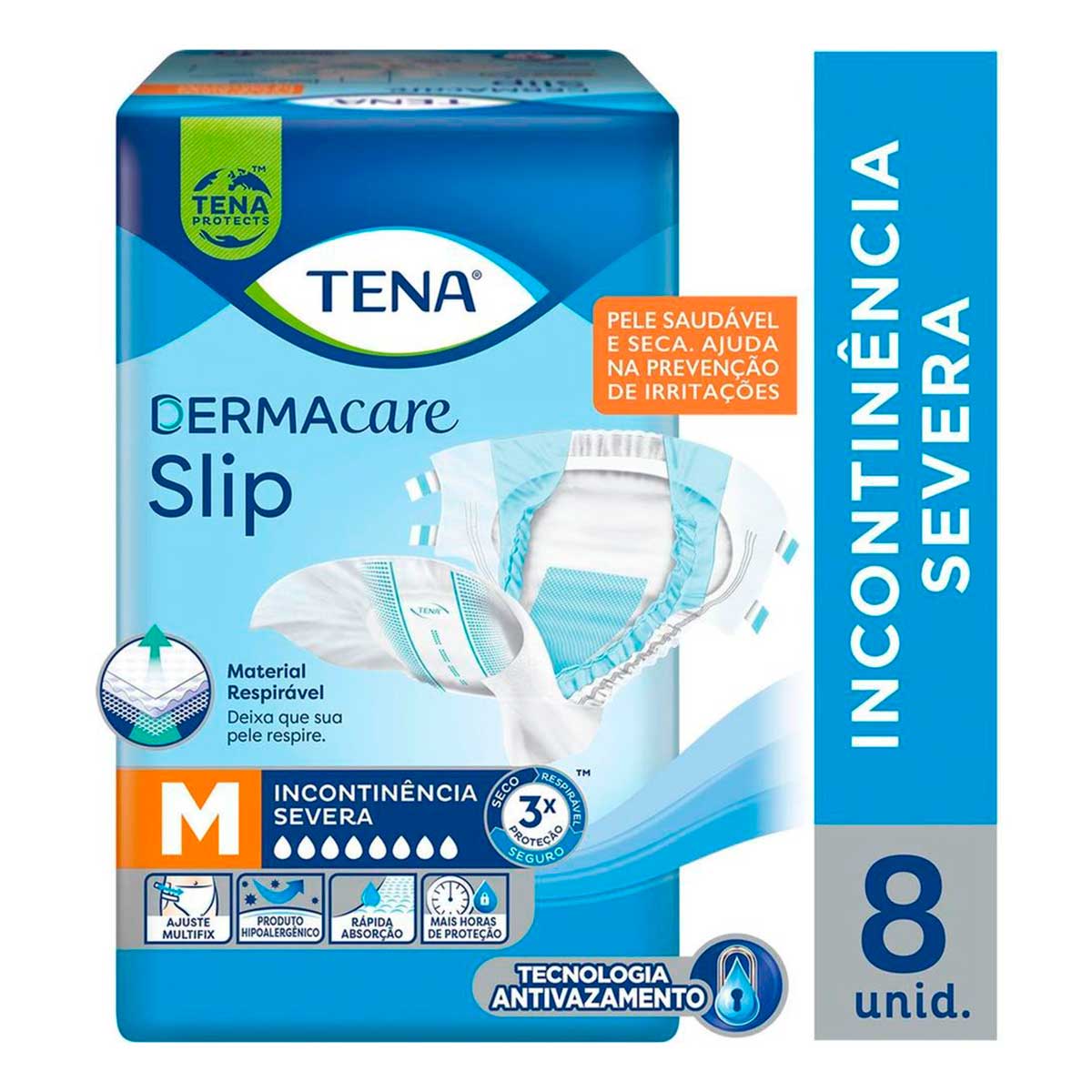 Fralda Geriatrica M Tena Slip Dermacare 8 Unidades