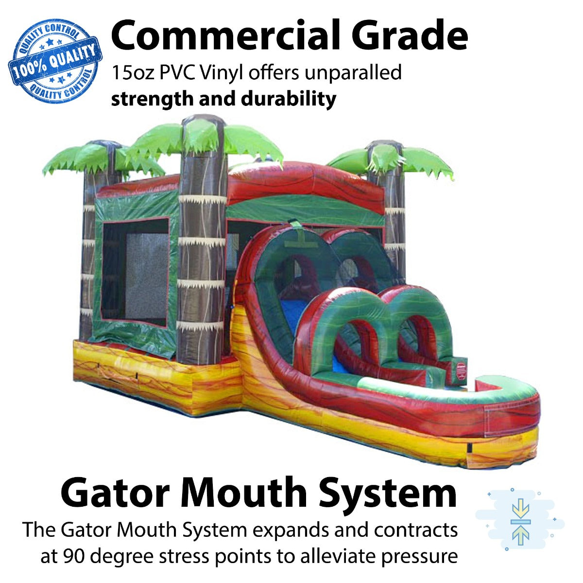 TentandTable Commercial Inflatable Water Slide， Bounce House and Slip and Slide Trio