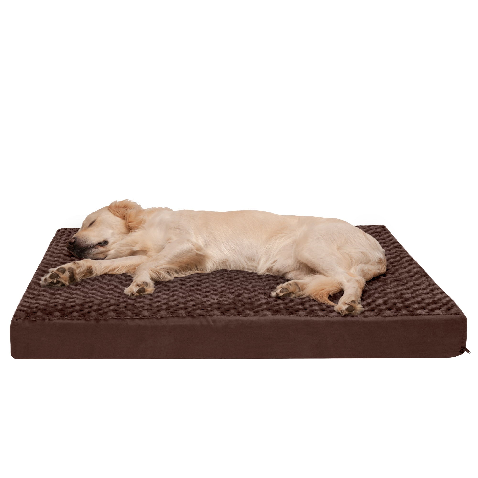 FurHaven | Deluxe Full Support Orthopedic Ultra Plush Mattress Pet Bed for Dogs and Cats， Chocolate， Jumbo