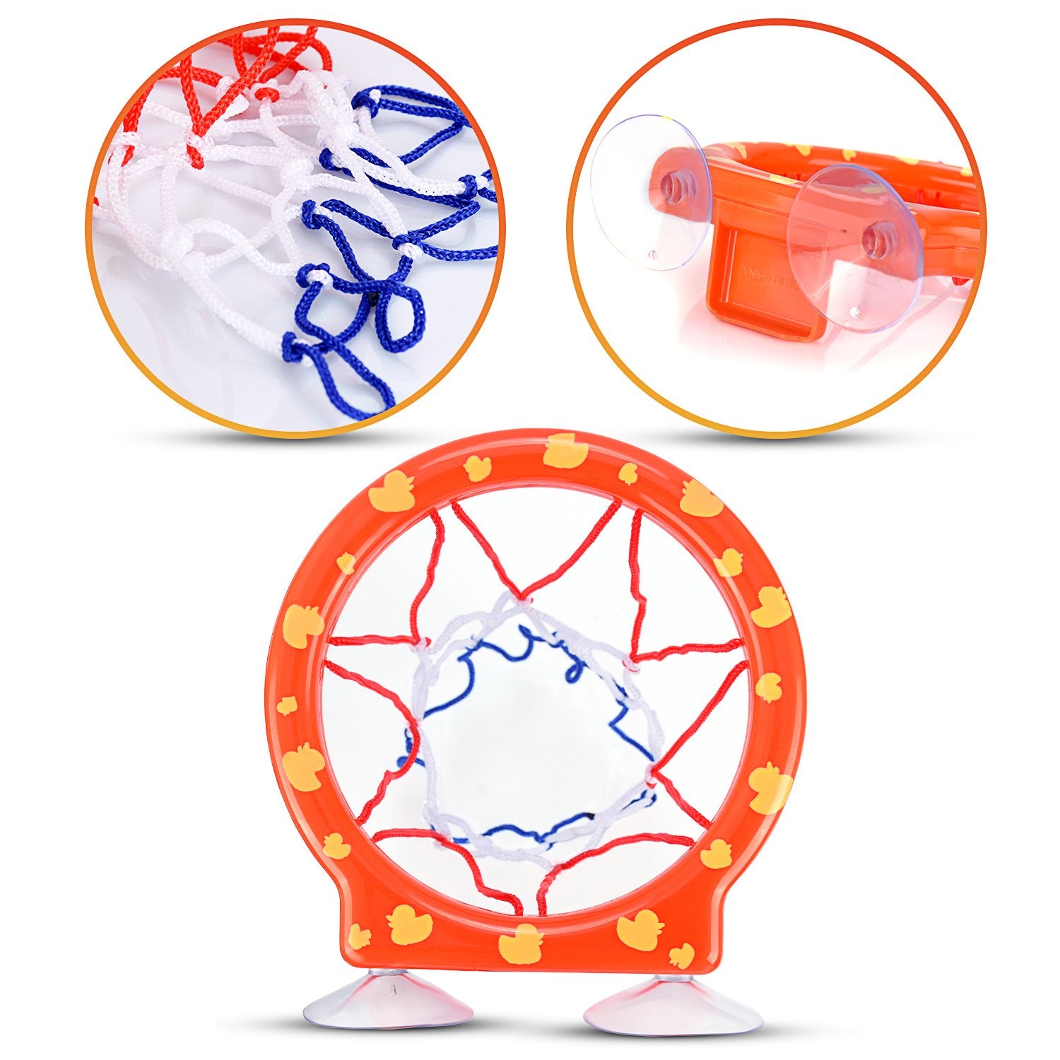WUSI Basketball Hoop and Balls Toy Set for Kids and Toddlers | Bathtub Shooting Game | Included Basketball Hoop + 3 Balls