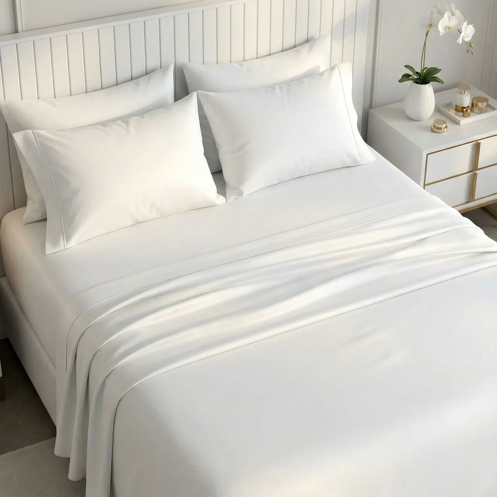 Jogo de Cama Impermeável Minimalist™ com Lençol com Elástico, Lençol Superior e Fronhas / Toque Macio e Conforto para o seu Momento de Descanso!