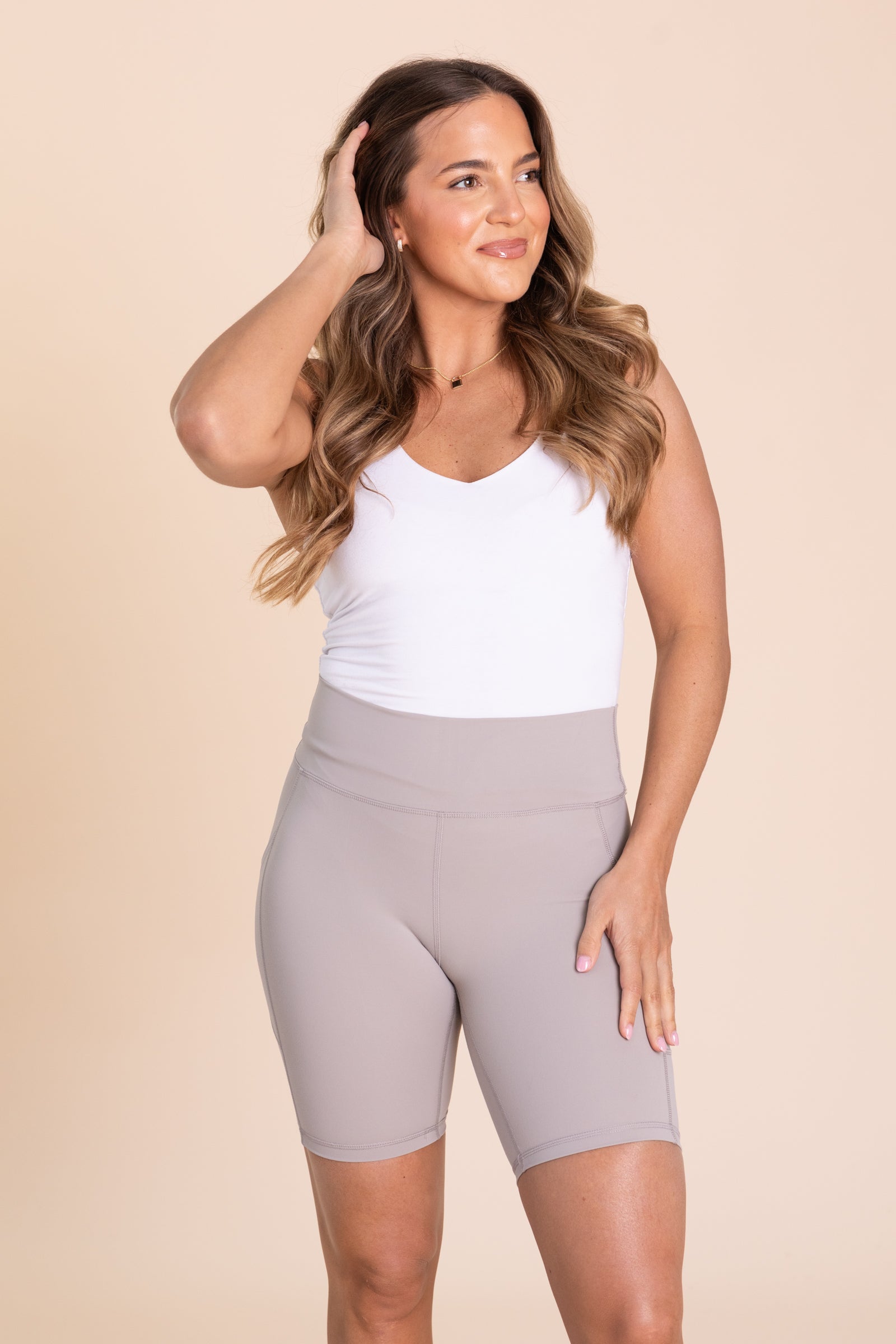 Solid Active Bike Shorts With Pockets