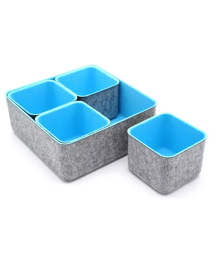 Welaxy 5 Piece Square Felt Storage Bin Set
