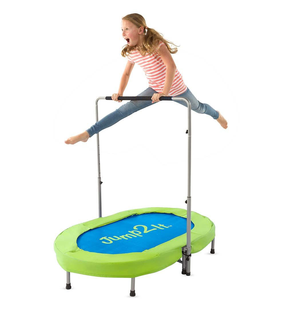 HearthSong Jump2It Indoor Trampoline with Adjustable Handle， Holds Up to 180 lbs
