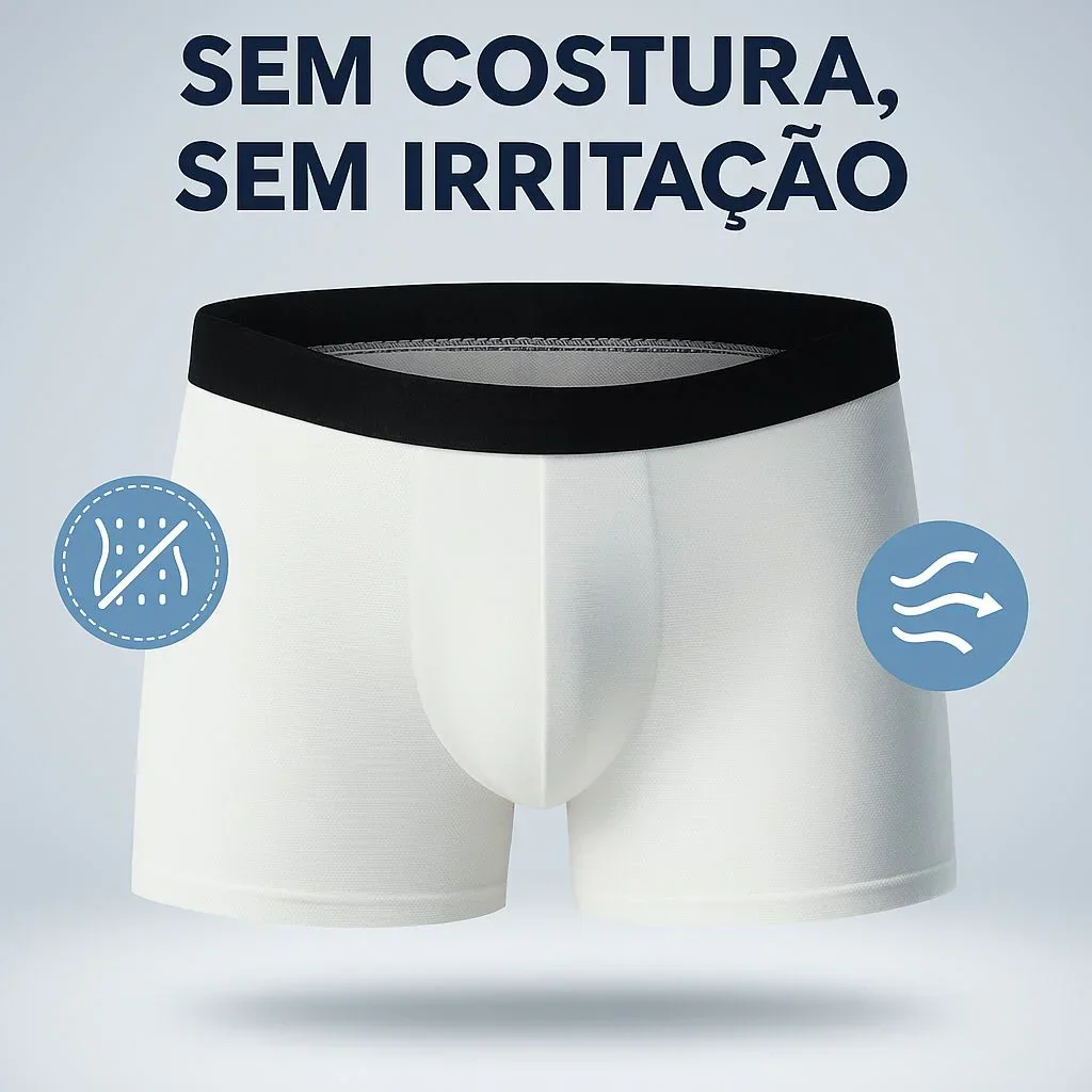 [COMPRE 5, LEVE 10] Kit de Cuecas Boxer Atlas™ Sem Costura com Forro Antibacteriano / Frescor, Proteção e Conforto 24h por Dia!