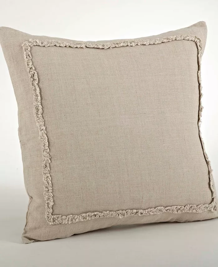 Saro Lifestyle Ruffled Border Linen Decorative Pillow， 20