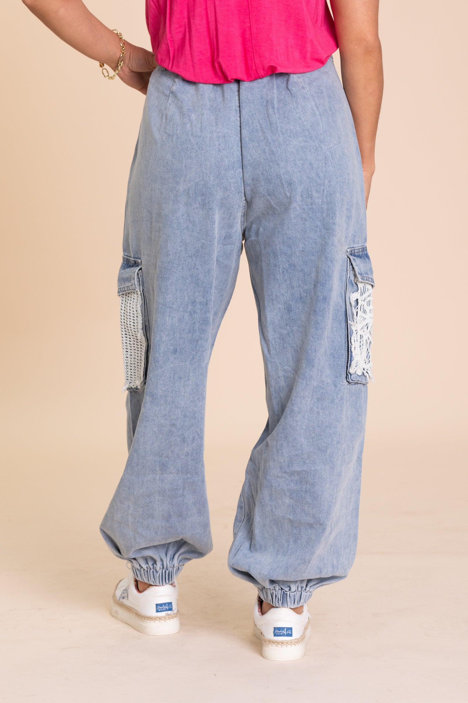 Denim Jeans With Crochet Detail