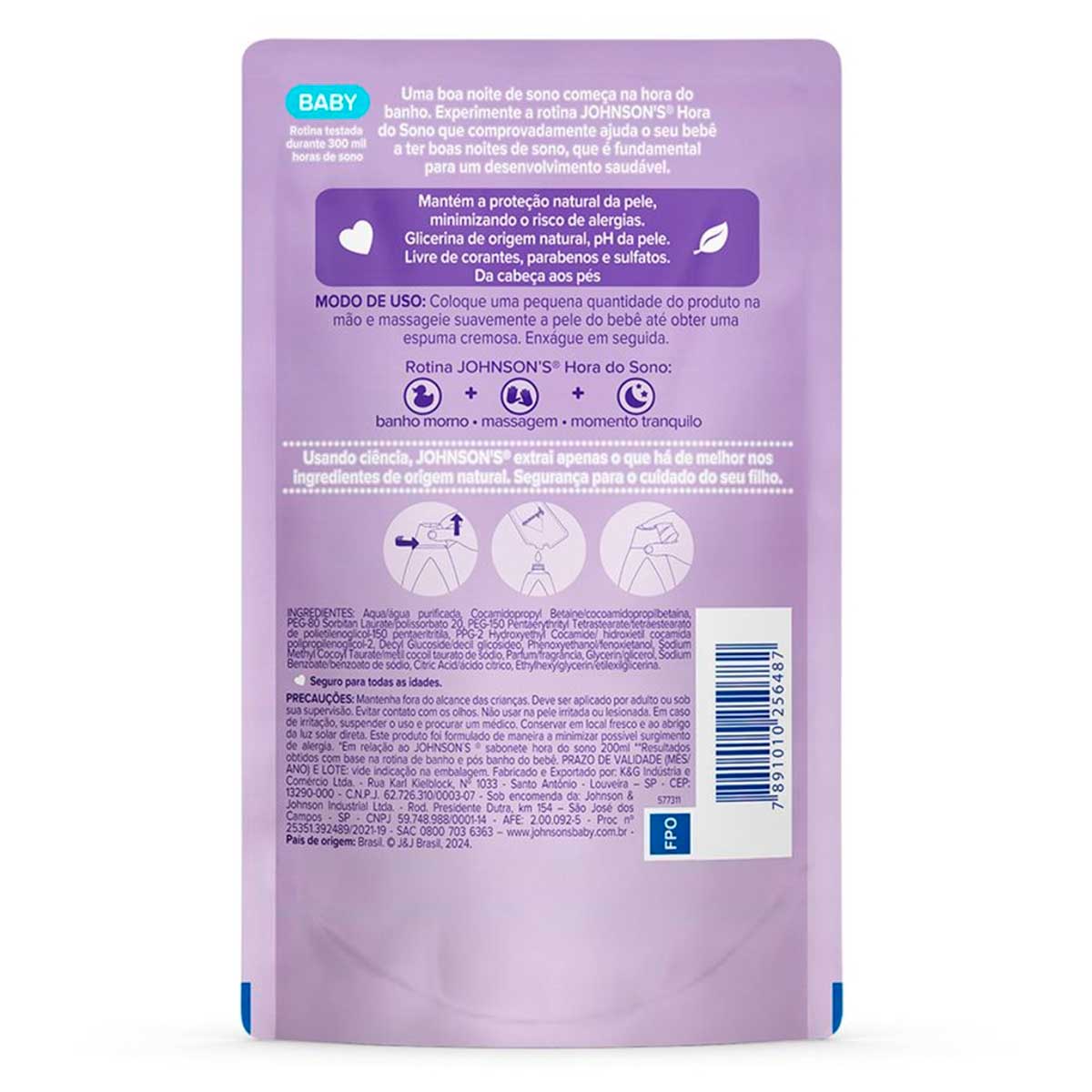 Refil para Sabonete Liquido Infantil Johnson's Baby Hora do Sono 180ml