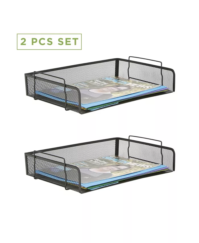 Mind Reader 2 Piece Stackable Side Load Storage Tray， Document Holder
