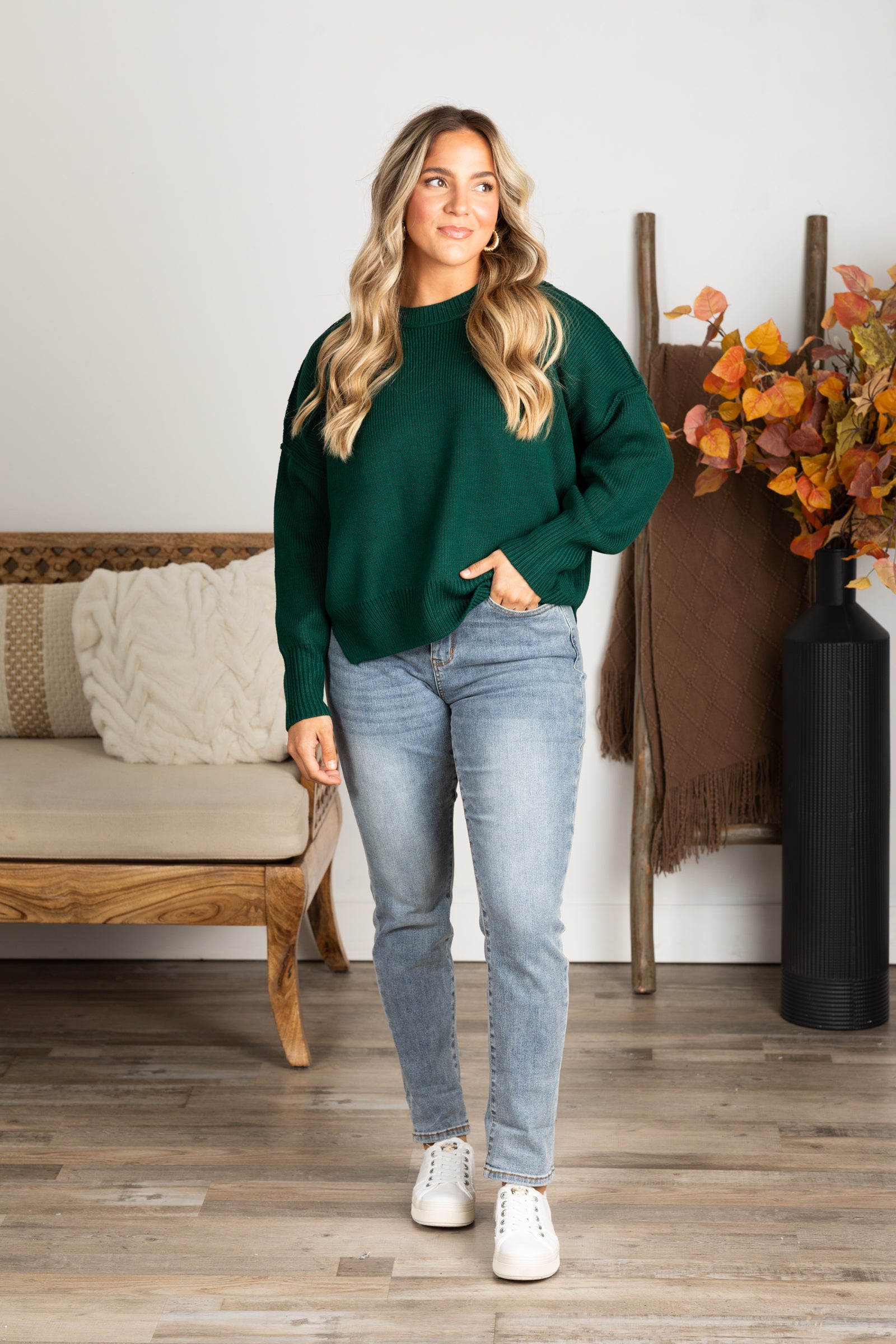 Oversized Ribbed Knit Sweater With Side Slits