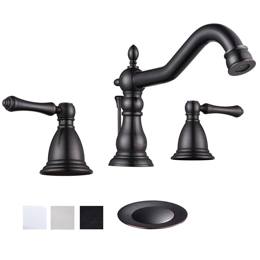 Aquaterior Widespread Faucet w/ Drain 3-Hole 2-Handle Cold Hot 6