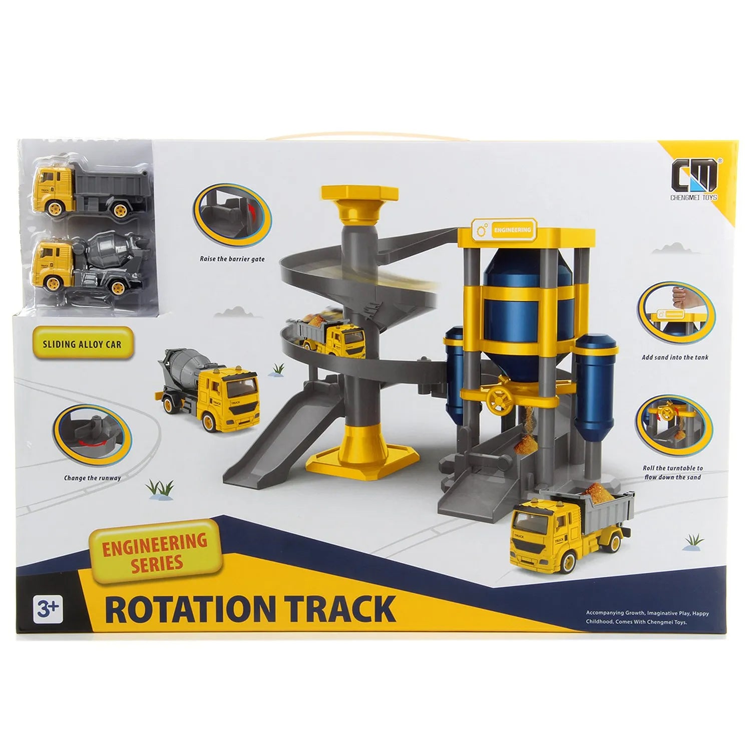 Surnie Children Vehicle Playsets Car Track Assembly Car Model Parking Lot Engineering Car，Yellow