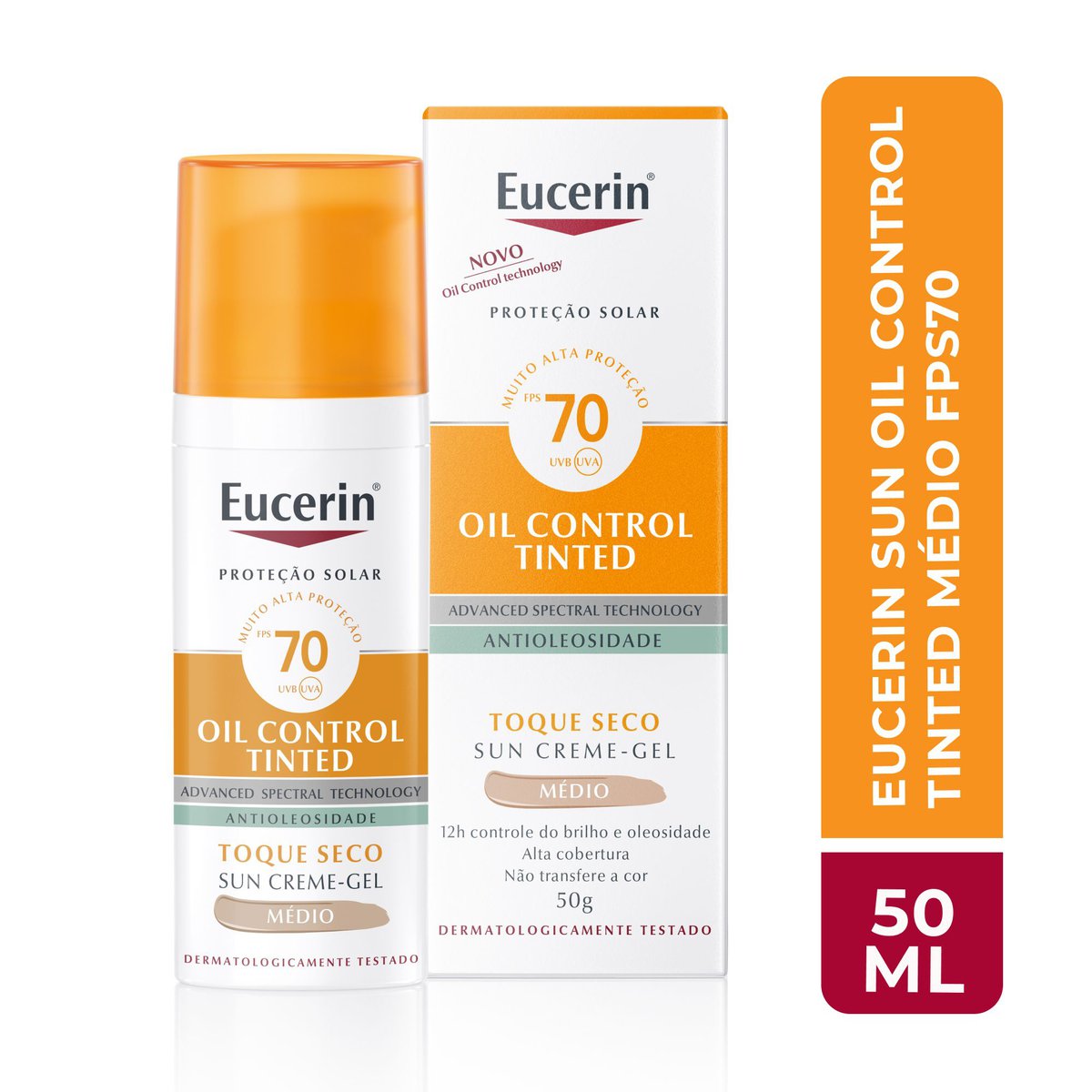 Creme Facial Tinted Medio FPS 70 Eucerin Sun Oil Control 50ml