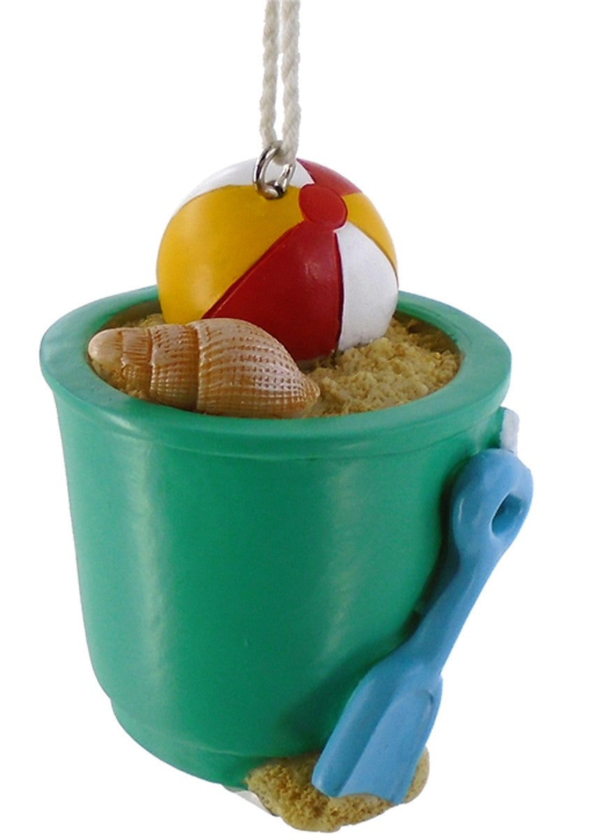 Beach Bucket with Sand, Shovel and Shell Hanging Ornament