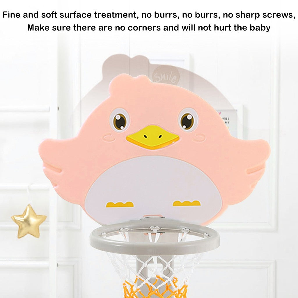 Oalirro Basketball Hoop Set， 3 in 1 Sports Activity Center Grow-to-Pro Adjustable Easy Score Basketball Hoop， Football / Soccer Goal， Ring Toss Cute Giraffe Best Gift for Baby Infant Toddler (Pink)