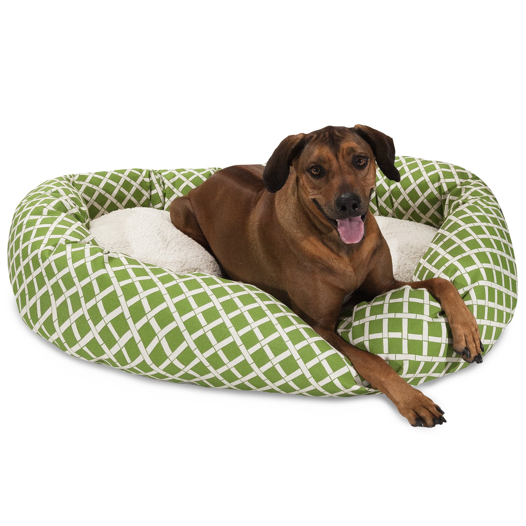 Majestic Pet | Bamboo Sherpa Bagel Pet Bed For Dogs， Sage， Extra Large