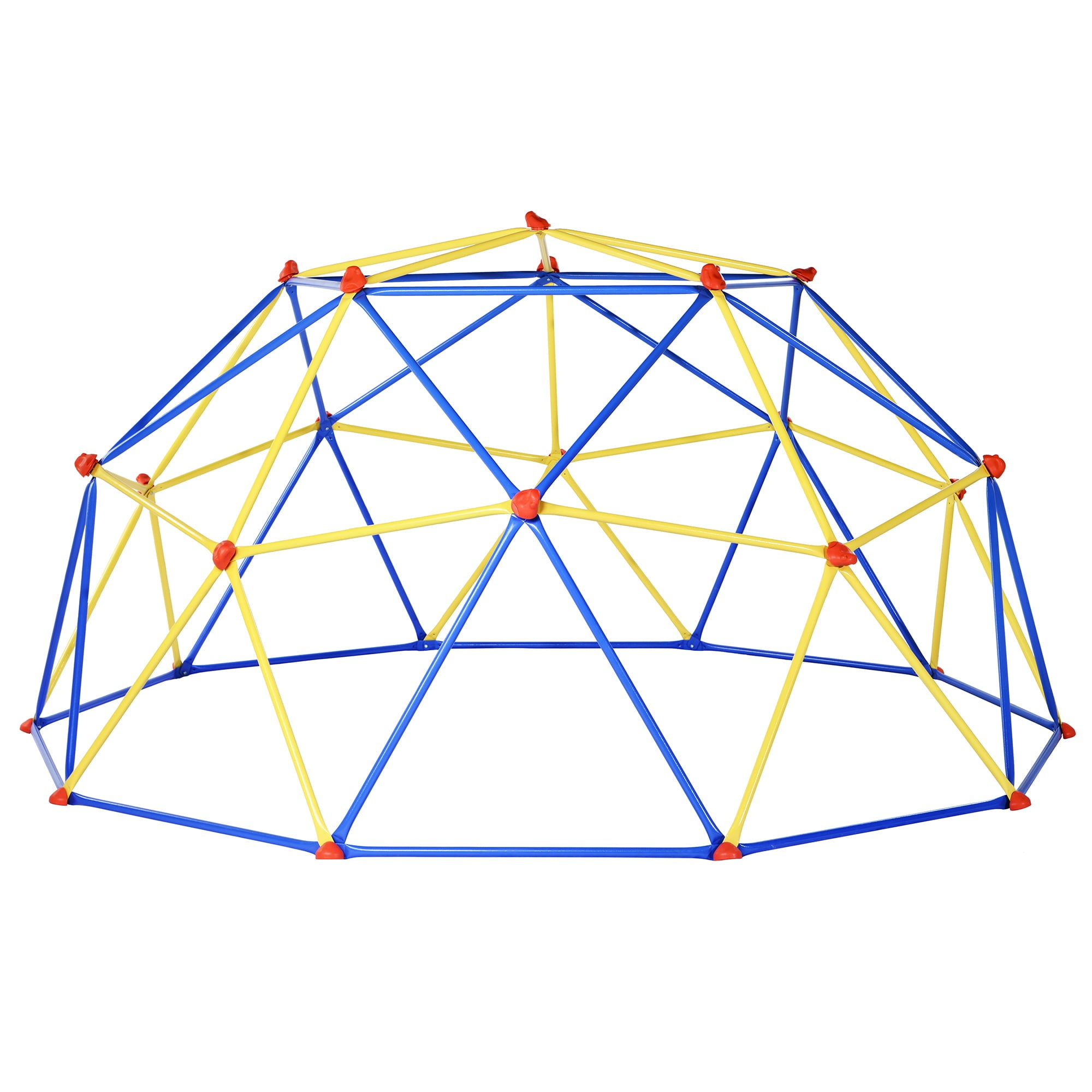 Metal Cover Geometric Playground Dome Climber Play Center 6 / 10 ft with Rust and UV Resistant Steel， Kids Climbing Dome Jungle Gym， Supporting 800 / 1000 LBS - Yellow / Blue