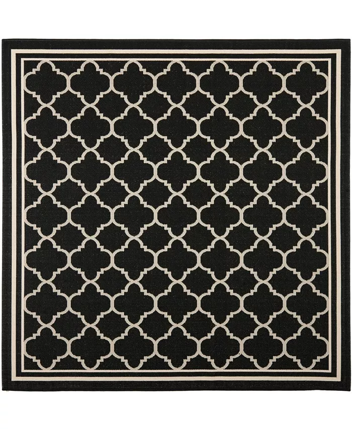 Safavieh Courtyard Black and Beige 4' x 4' Square Outdoor Area Rug