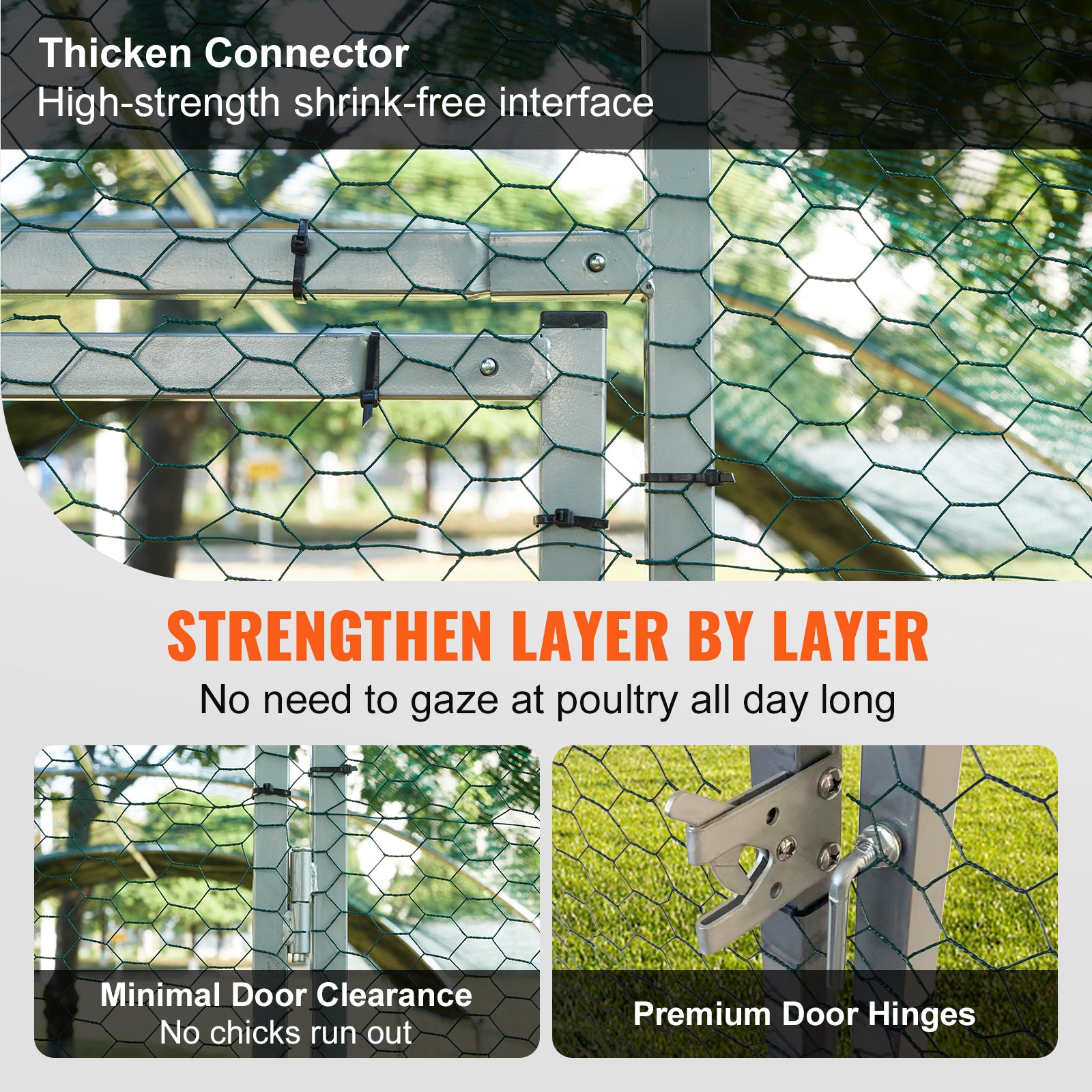 BENTISM Large Metal Chicken Coop Walk-In Chicken Run 13.1x9.8x6.6 ft Dome Roof