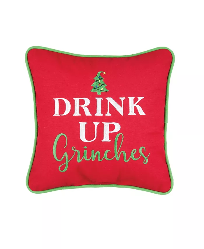 CandF Home Drink Up Grinches Embroidered Pillow