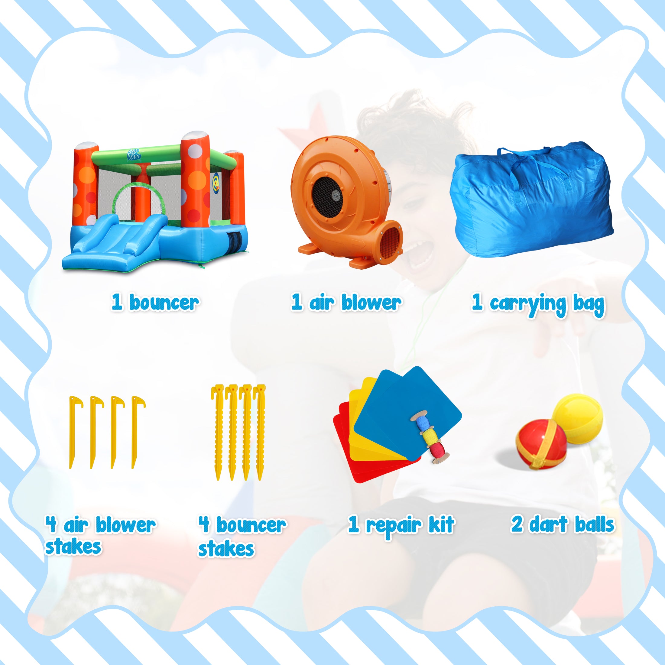 Action Air Inflatable Bounce House，  Jumping Castle with Blower for Kids