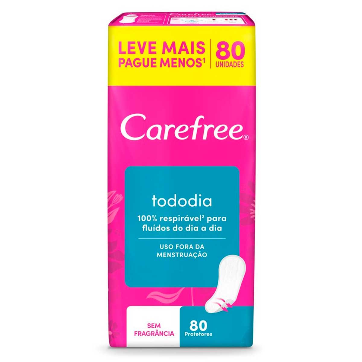 Protetor Diario Todo Dia sem Perfume Carefree 80 Unidades