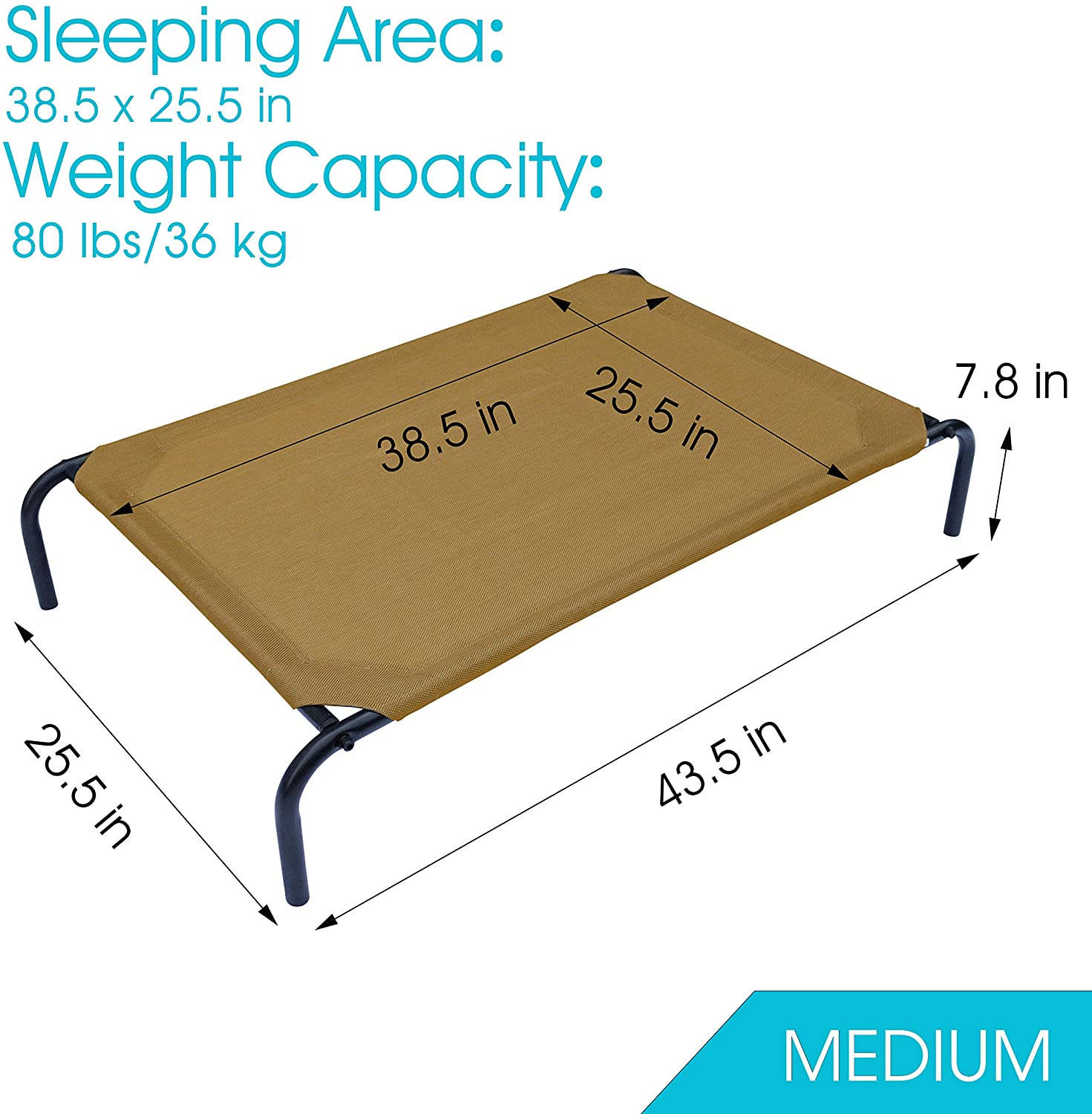 PHYEX Elevated Dog Bed， Raised Cooling Pet Cat Beds， 43.5