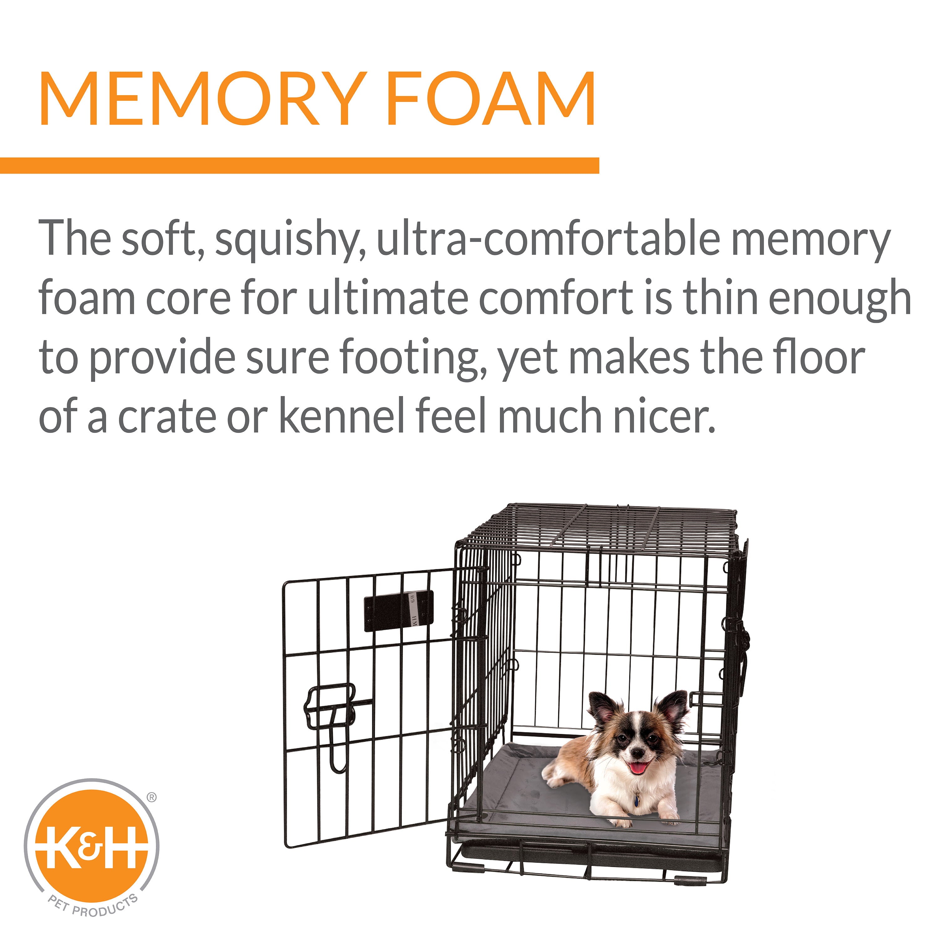 KandH Pet Products Memory Foam Crate Pad， Grey， 14