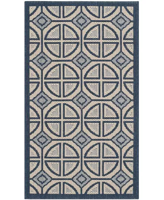 Safavieh Courtyard Beige and Navy 2' x 3'7