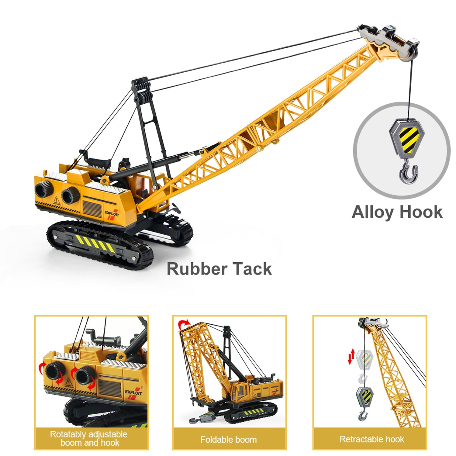 1:55 Diecast Construction Crane Truck Toy Alloy Engineering Vehicle Model for Kids