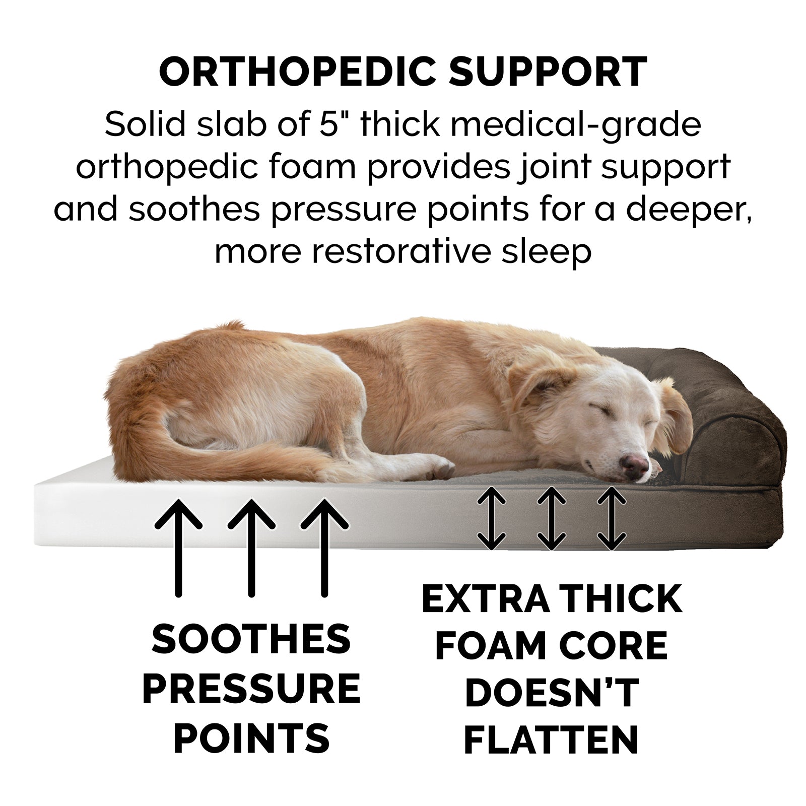 FurHaven | Orthopedic Ultra Plush Sofa Pet Bed for Dogs and Cats， Espresso， Jumbo Plus