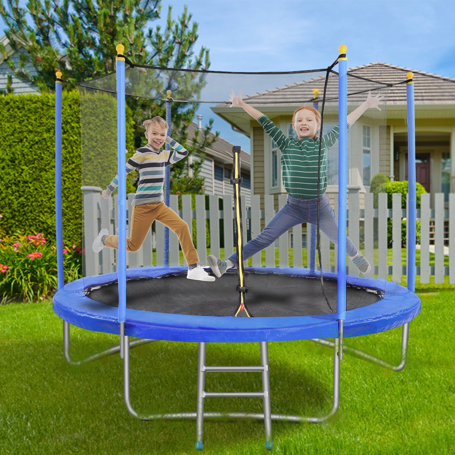 Maxkare 10FT Trampoline with Safety Enclosure for kids and adults， 264 lbs Weight Capacity Outdoor