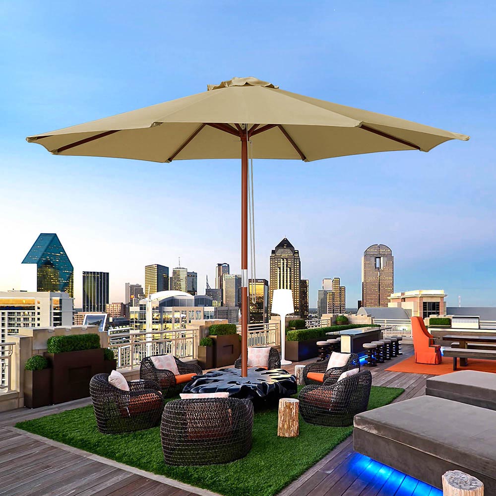 Yescom 9ft Patio Wood Market Umbrella Multiple Colors