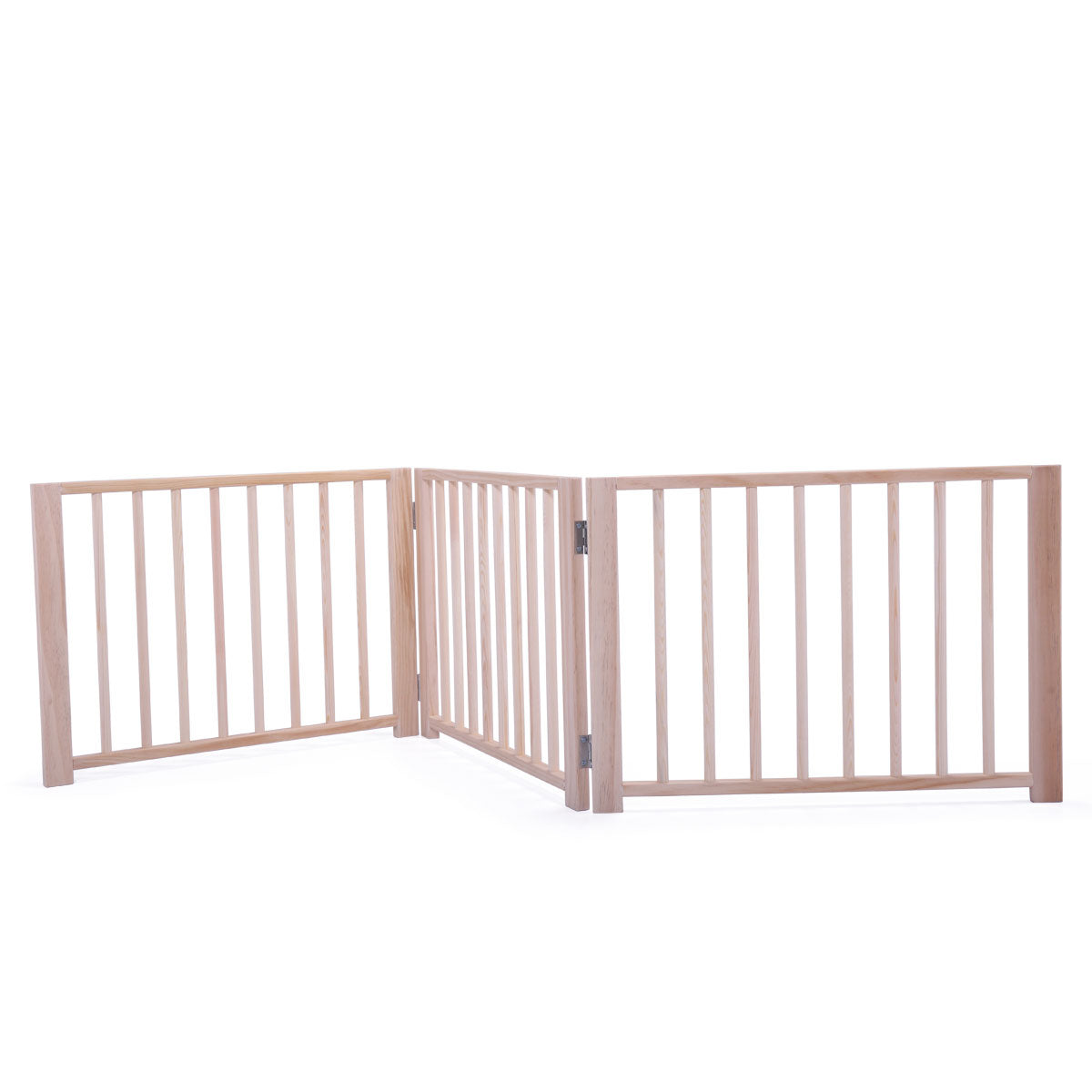 Eccomum 3-Piece Adjustable Solid Wood Construction Pet Fence Free Standing Small puppy Gate for indoor
